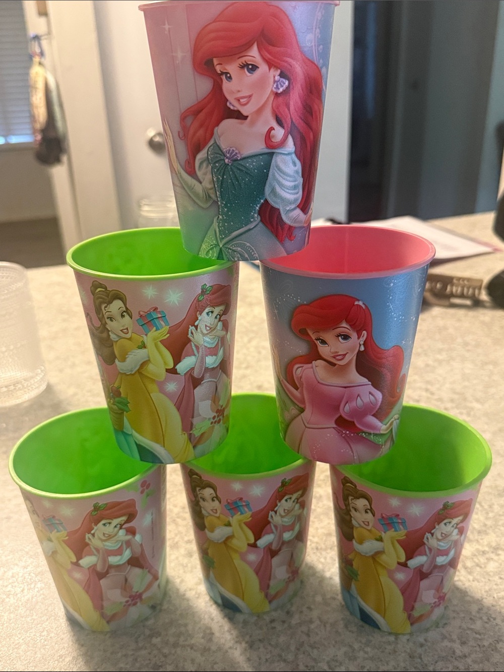 Set of 6 Disney Princess cups
